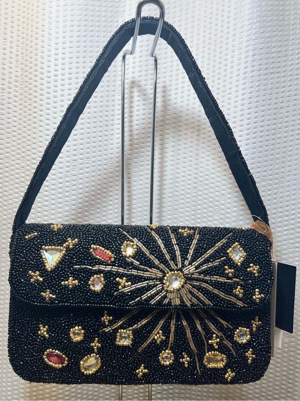 Viral T.J.Maxx Beaded Black Shoulder Bag with Gold Embellishments!!